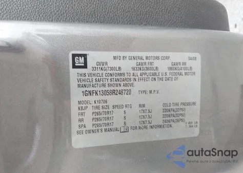 2008 Chevrolet Tahoe Lt from USA, damaged, VIN 1GNFK13058R248720